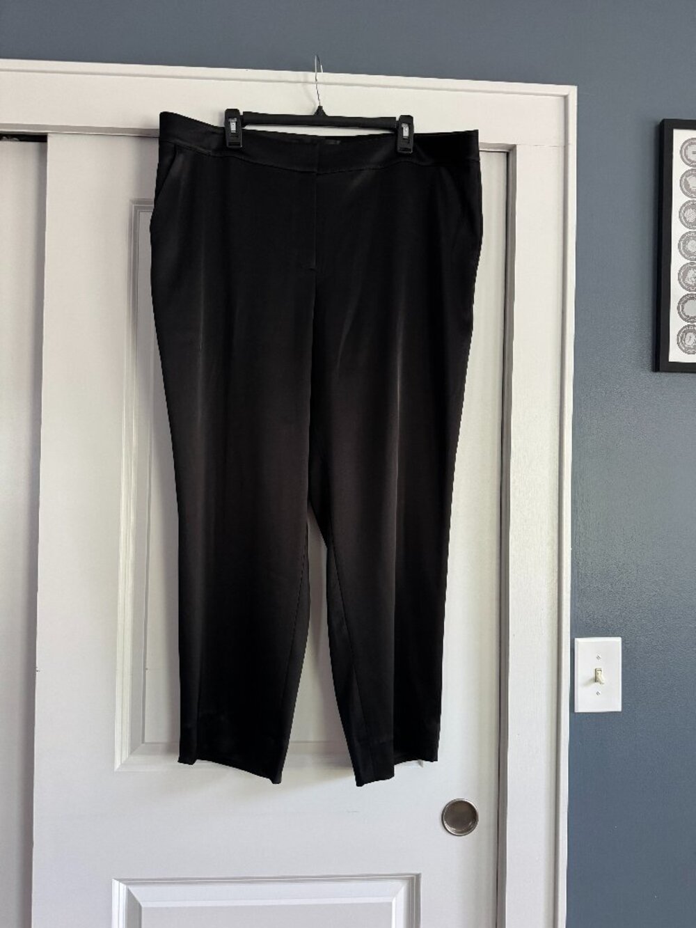 St John Couture Women's Liquid Satin Pants Black Wide Leg 18
